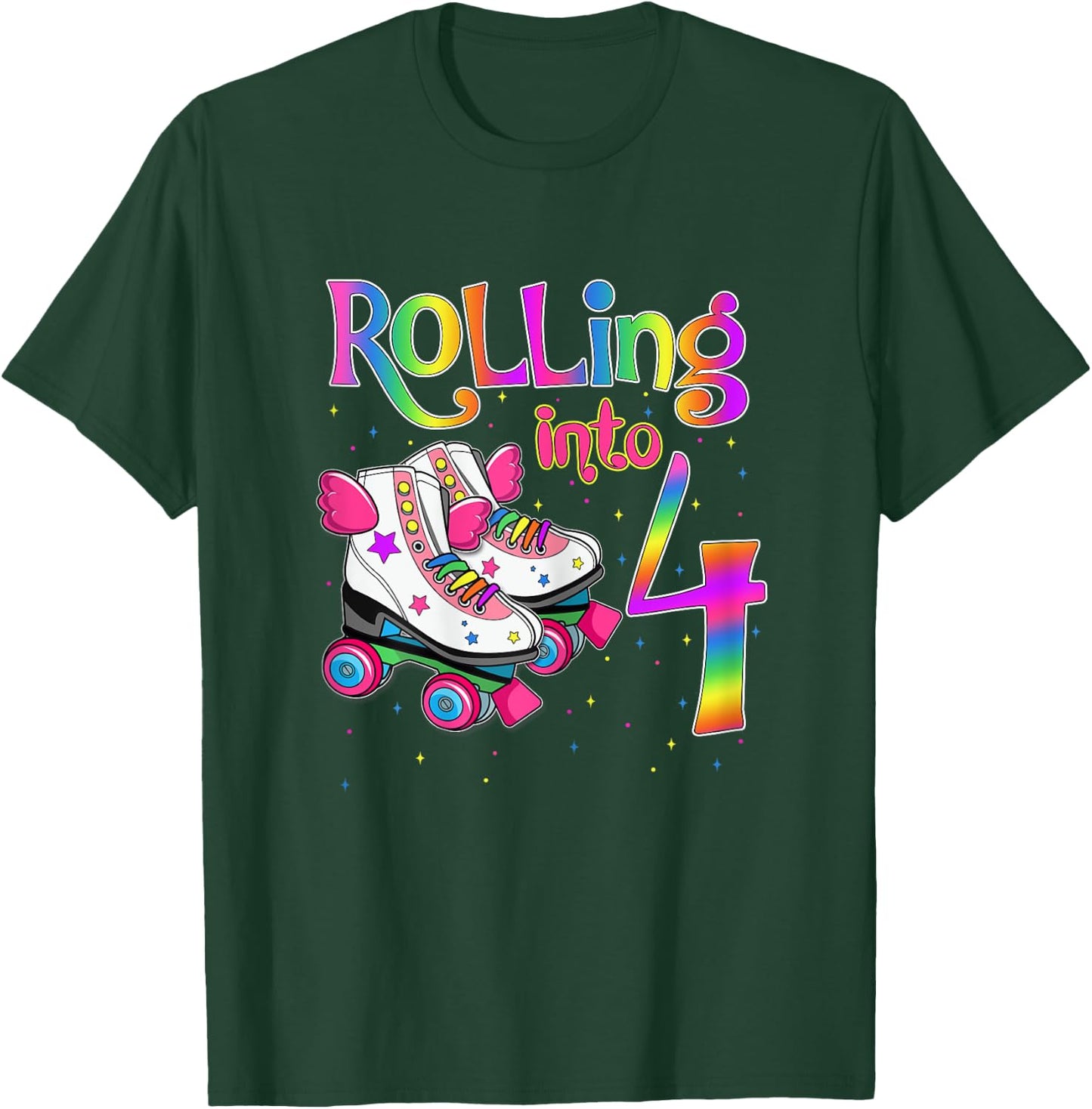 Rolling Into 4 years Let's Roll I'm Turning 4 Roller Skate T-Shirt - T-Shirt | Forest