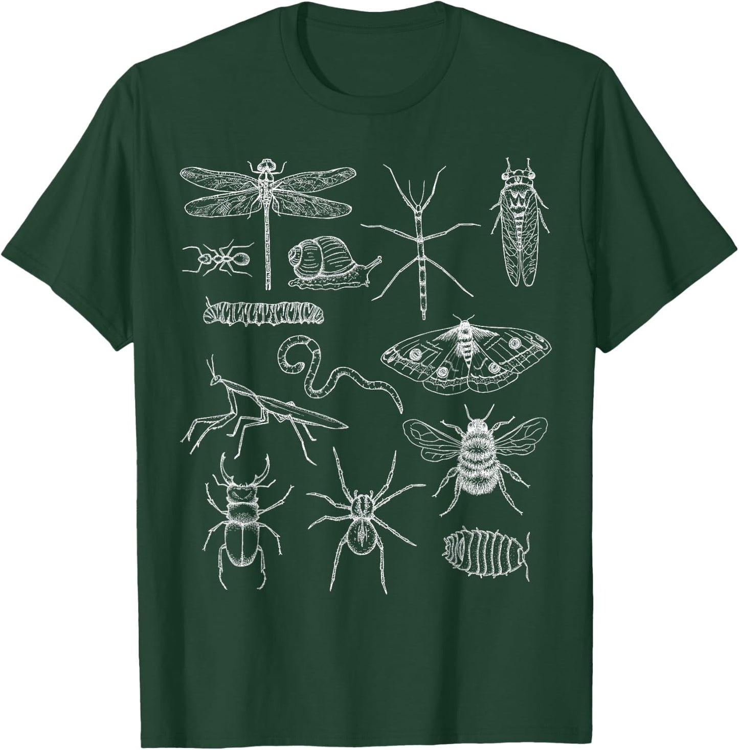 Minibeasts - Insects and Invertebrates Drawings Small T-Shirt - T-Shirt | Forest