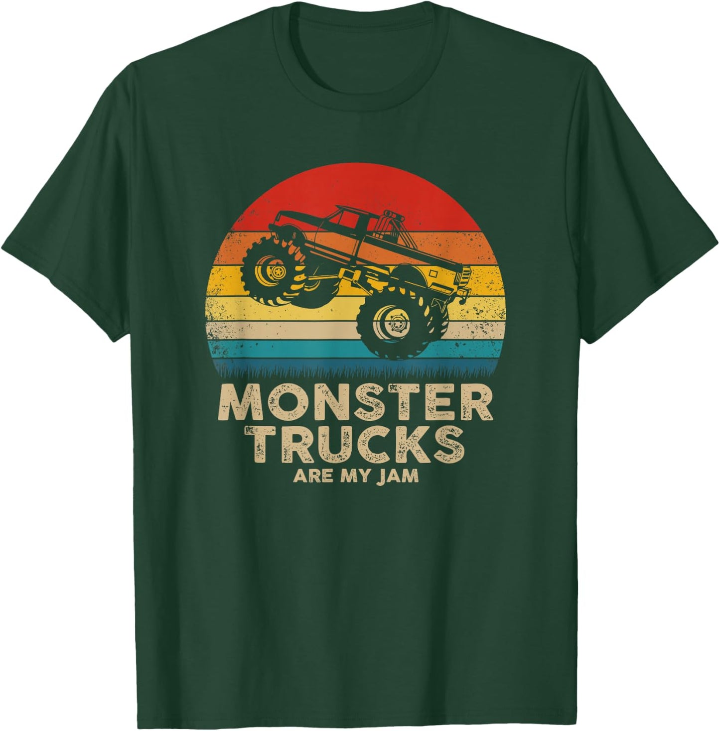 Cool Vintage Monster Truck are My Jam Retro Sunset T-Shirt - T-Shirt | Forest