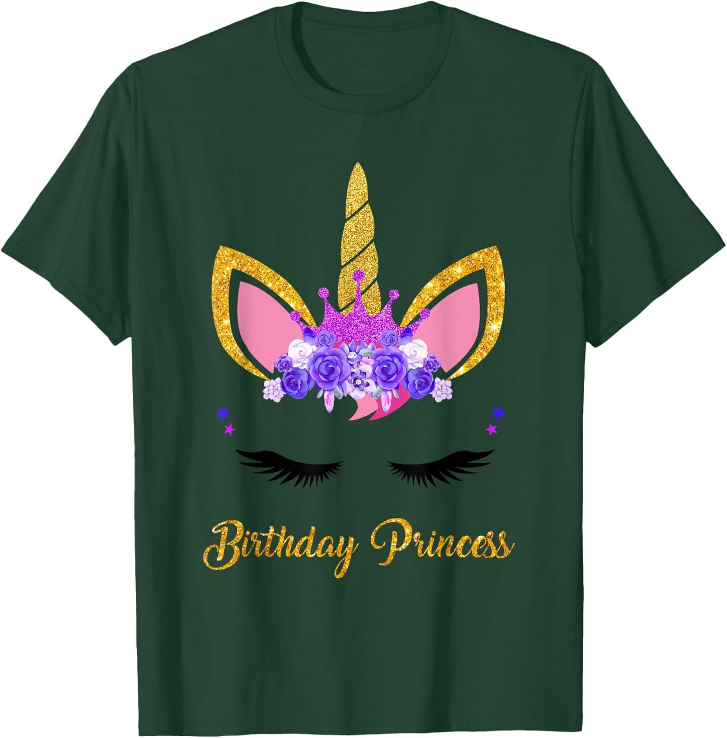 Unicorn Birthday Princess Shirt Unicorn Girl Birthday Party T-Shirt - T-Shirt | Forest