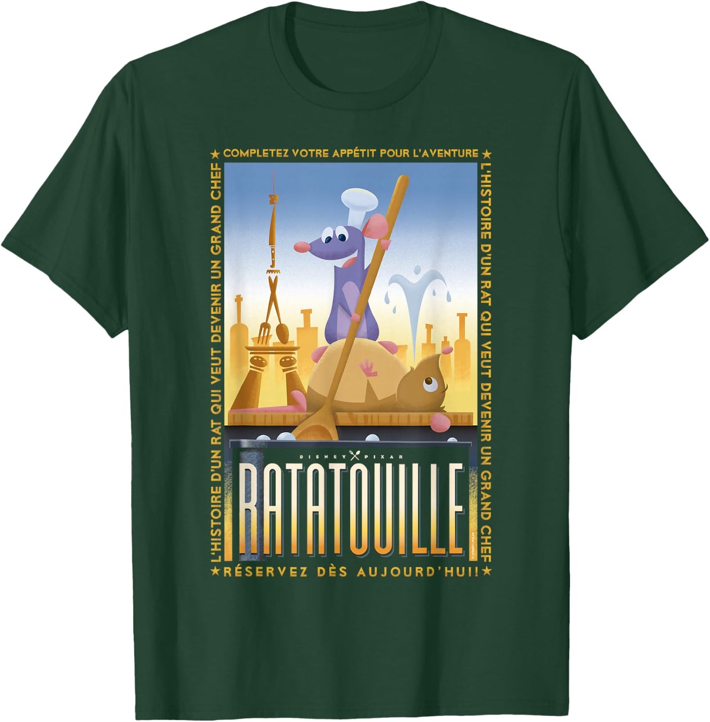 Disney Pixar Ratatouille Remy And Emile Cooking Poster T-Shirt - T-Shirt | Forest