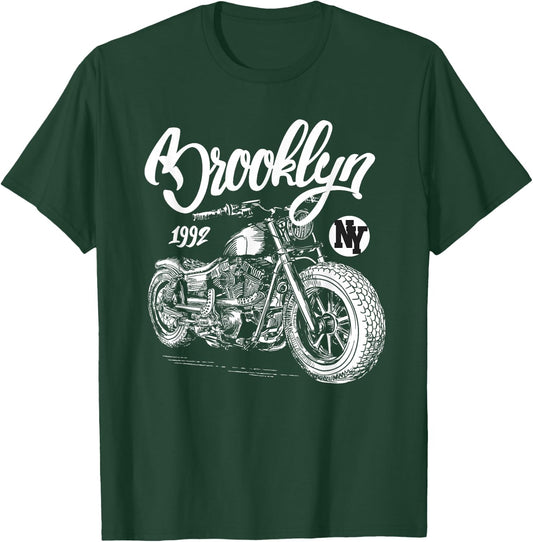 Brooklyn Motorcycle - Vintage New York Biker Shirt T-Shirt - T-Shirt | Forest