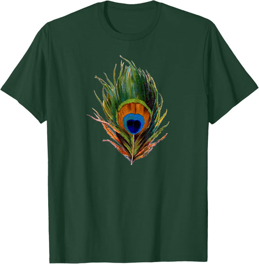 Vintage Peacock Feather Print T Shirt T-Shirt - T-Shirt | Forest