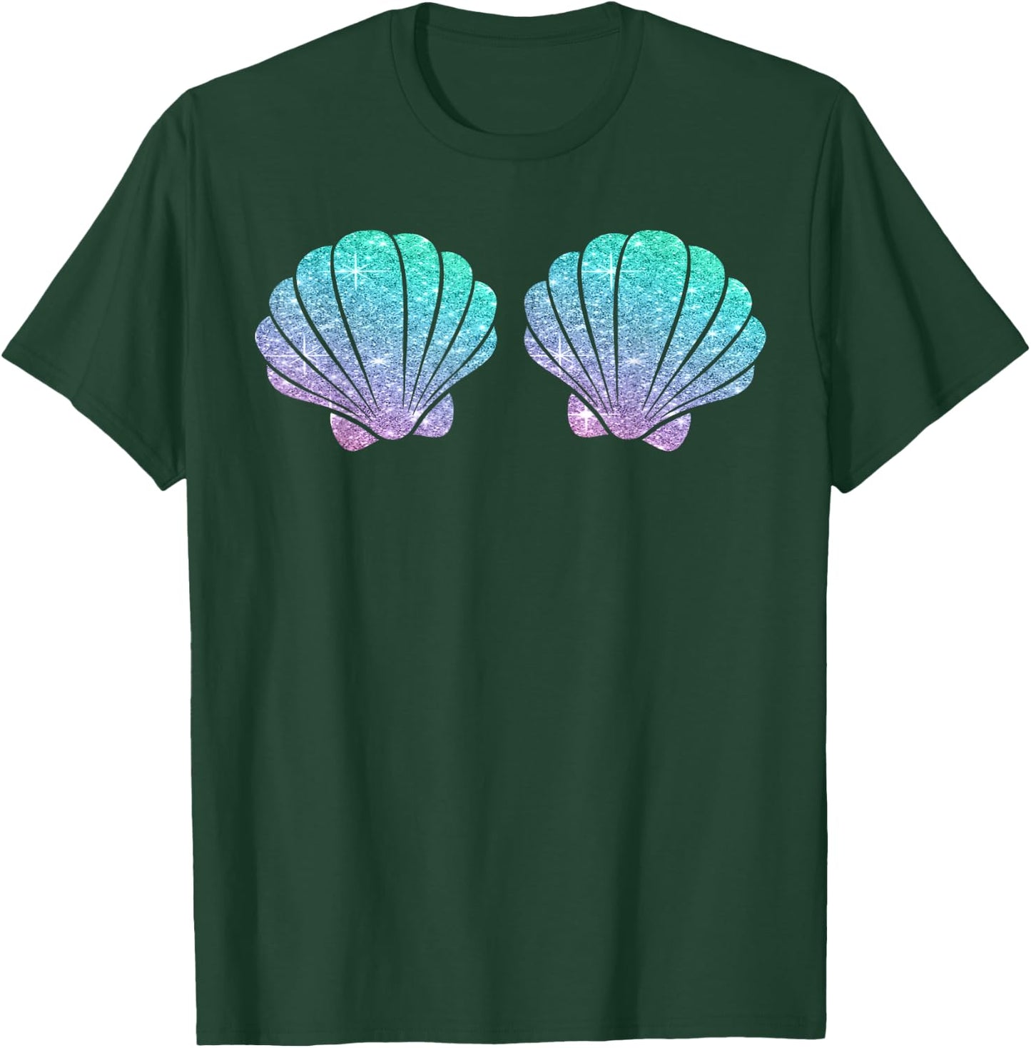Halloween Girl Costume, Cute Mermaid Shell Bra Costume Women T-Shirt - T-Shirt | Forest