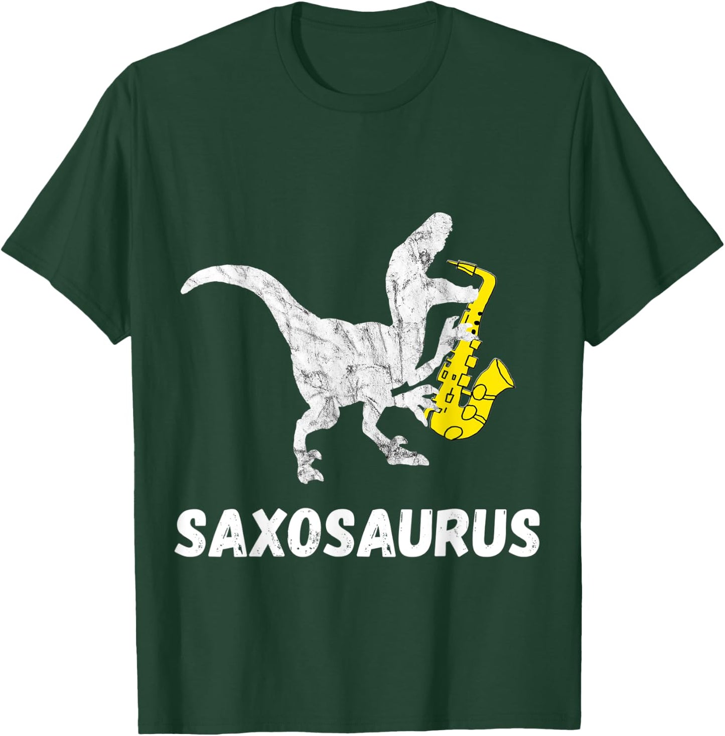Cool Sax Saxophone Jazz Music Instrument Dinosaur Funny Saxophone T-Rex T-Shirt - T-Shirt | Forest