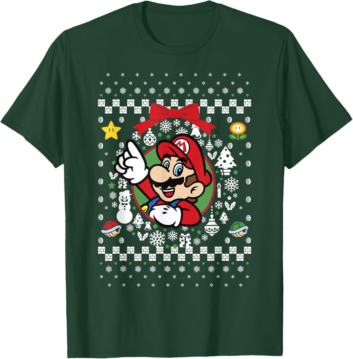 Super Mario Classic Ugly Christmas Mario Graphic T-Shirt - T-Shirt | Forest