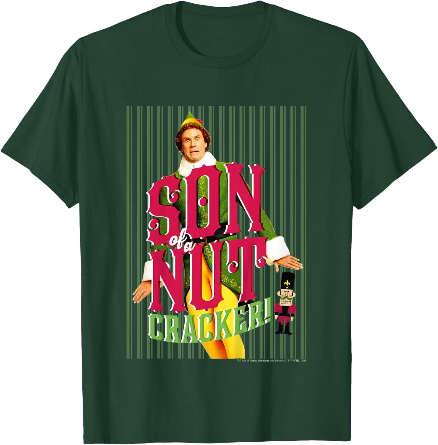Kids Elf Buddy Son Of A Nutcracker Striped Poster T-Shirt - T-Shirt | Forest