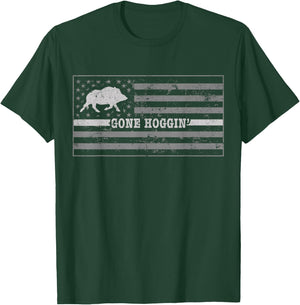 Dog Hog Hunting Shirt Gone Hoggin Hog Hunting Stuff T-Shirt - T-Shirt | Forest