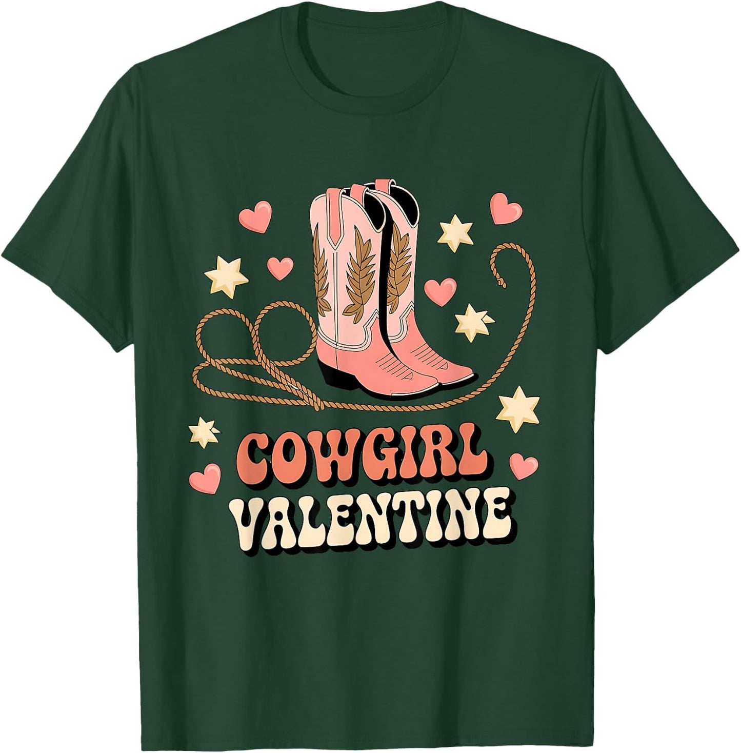 Cowgirl Valentine Pink Boots Y2K Country Girls Valentine Day T-Shirt - T-Shirt | Forest