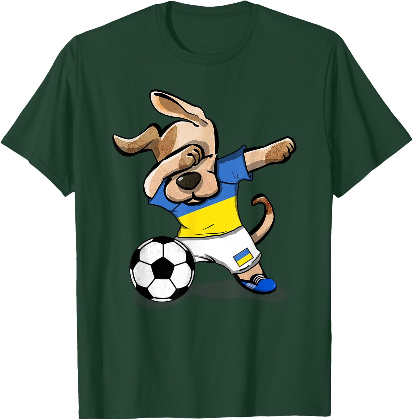 Dabbing Dog Ukraine Soccer Fans Jersey Ukrainian Football T-Shirt - T-Shirt | Forest
