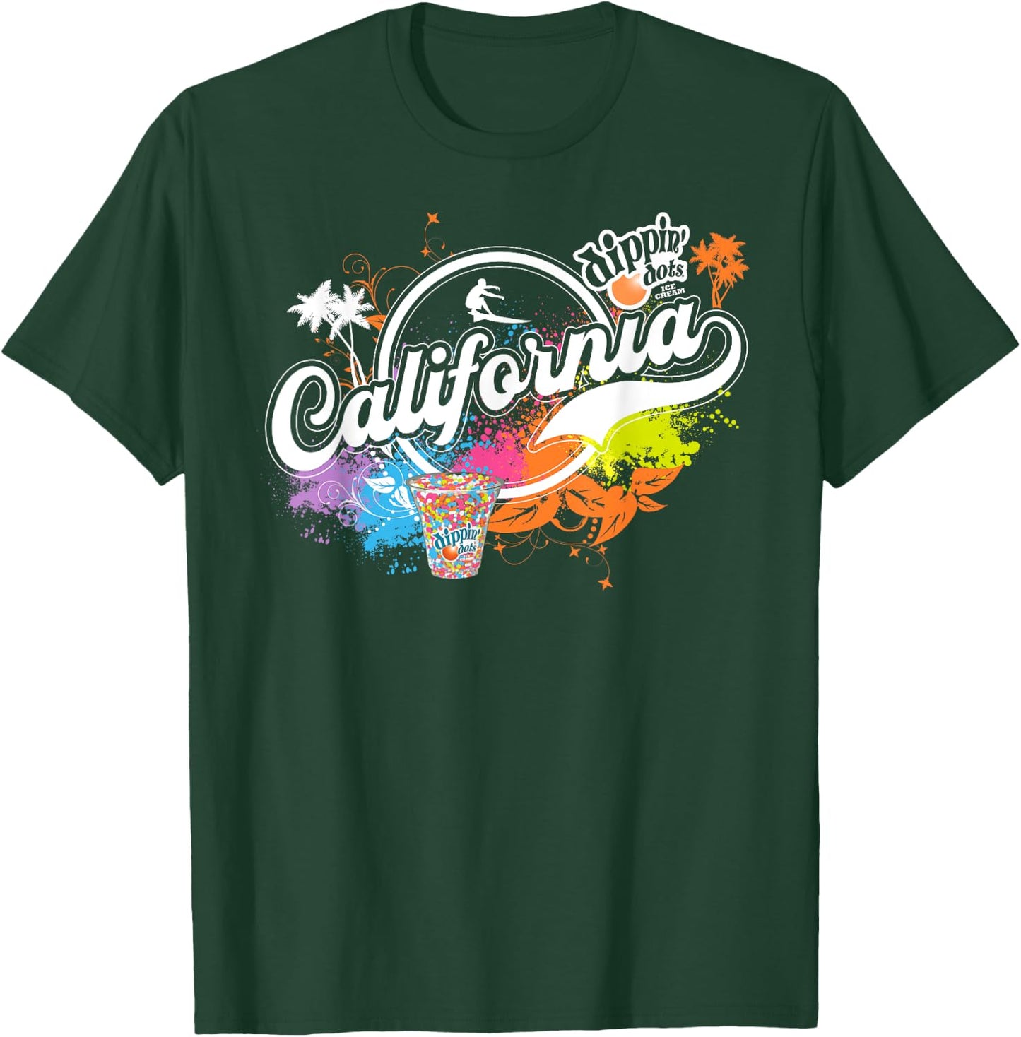 Vintage California Summer Surfing Dippin Dots Ice Cream T-Shirt - T-Shirt | Forest