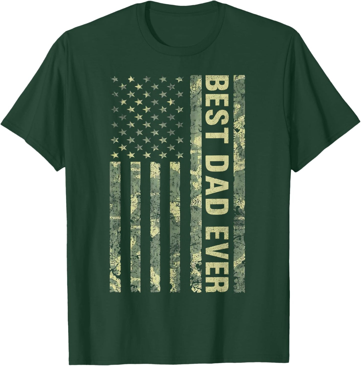 Best Dad Ever with US American Flag Gifts Fathers Day T-Shirt - T-Shirt | Forest