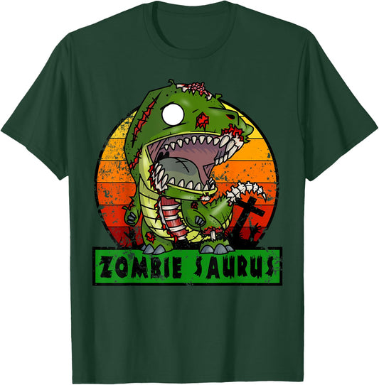 Zombie Saurus Zombiesaurus Dinosaur Halloween Costume Boys T-Shirt - T-Shirt | Forest