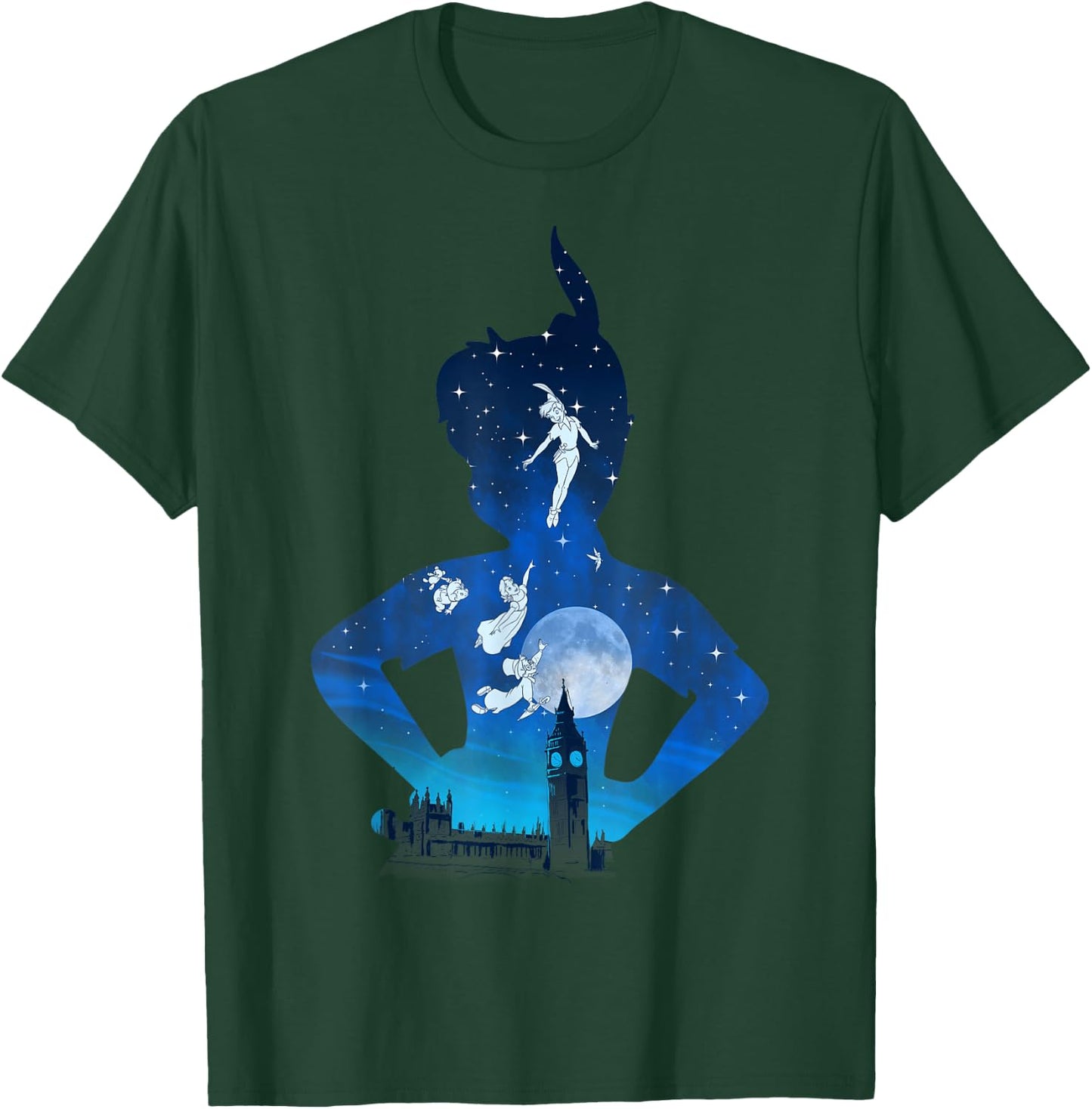 Disney Peter Pan Midnight London Flight Silhouette Fill T-Shirt - T-Shirt | Forest