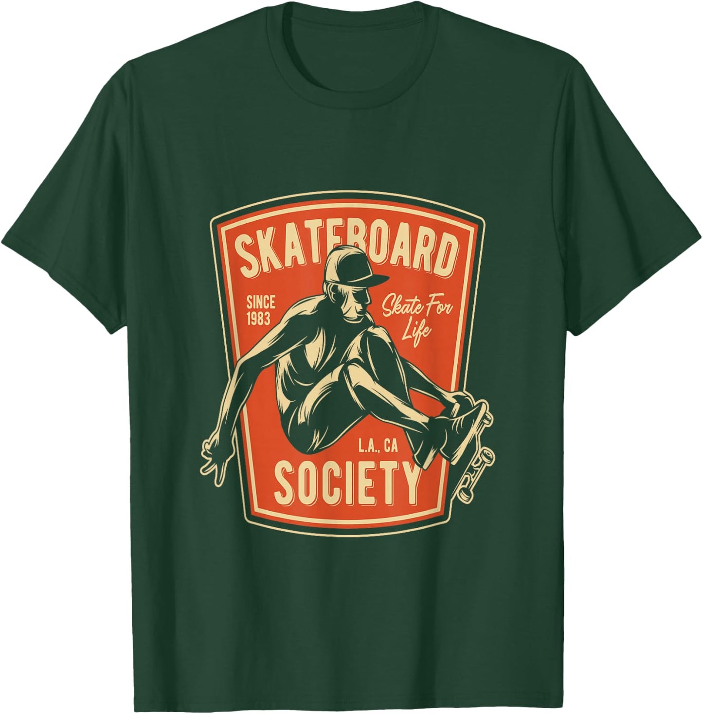 Skate For Life 1983 T Shirts Boy Skateboard T-Shirt - T-Shirt | Forest