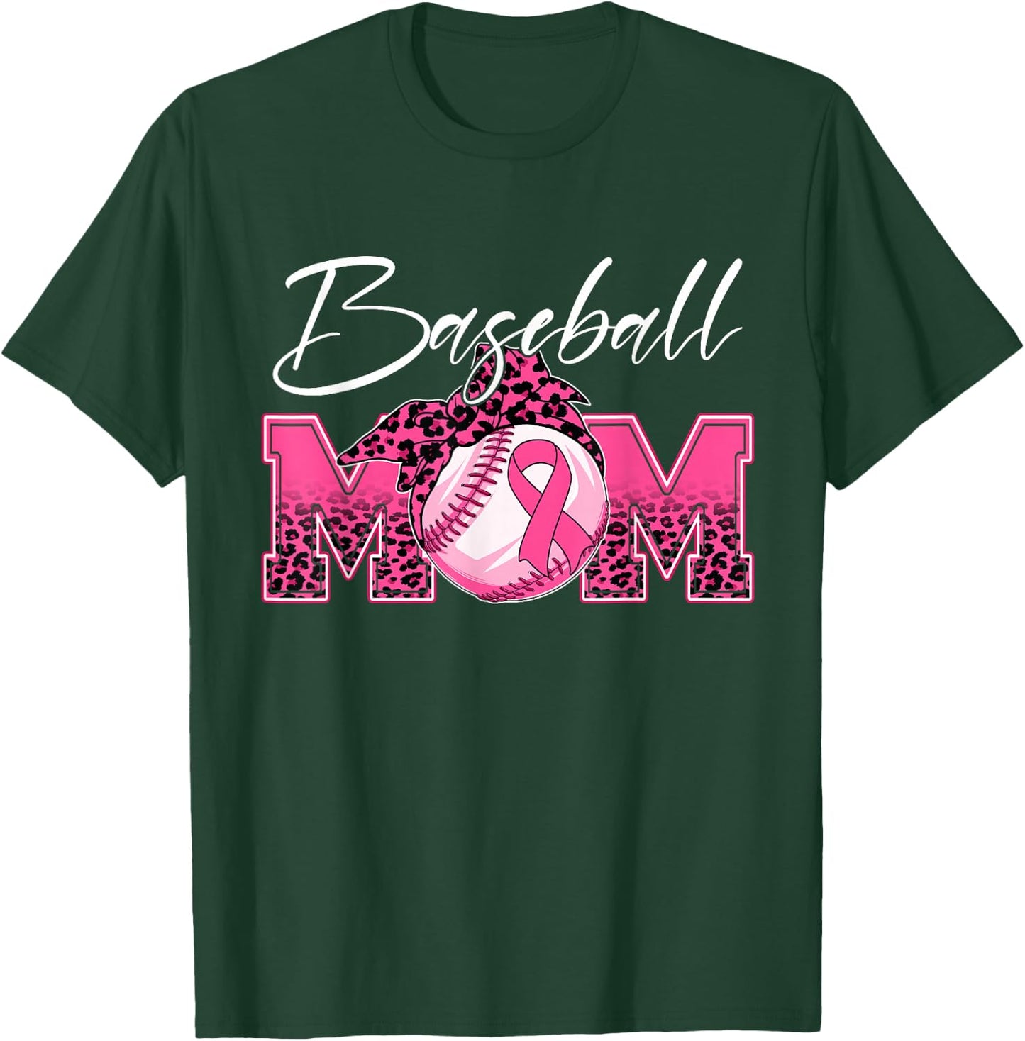 Baseball Mom Breast Cancer Awareness Day Pink Ribbon Women T-Shirt - T-Shirt | Forest