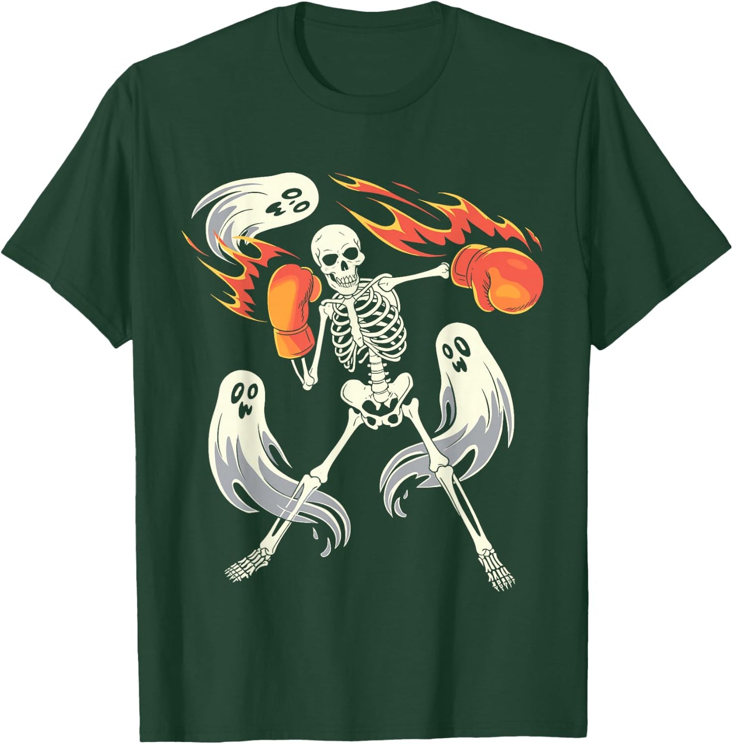 Funny Skeleton Boxing Lovers Spooky Halloween Boxer Ghosts T-Shirt - T-Shirt | Forest