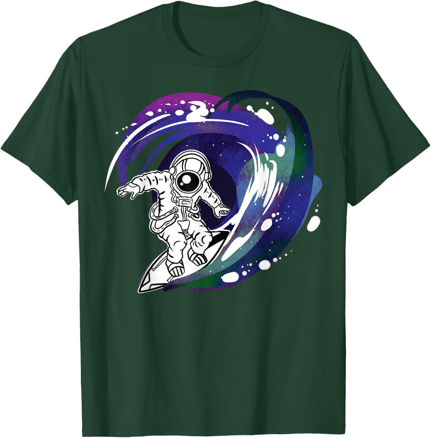 Outer Space Surfer Men's Surfing in Universe Galaxy T-Shirt - T-Shirt | Forest