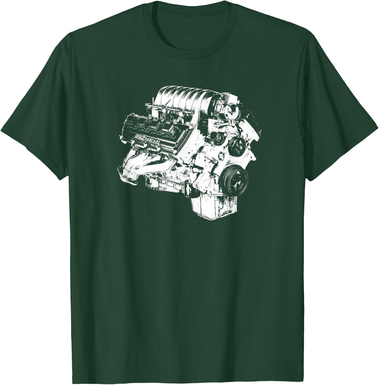392 Hemi Head V8 Engine Silhouette T-Shirt - T-Shirt | Forest