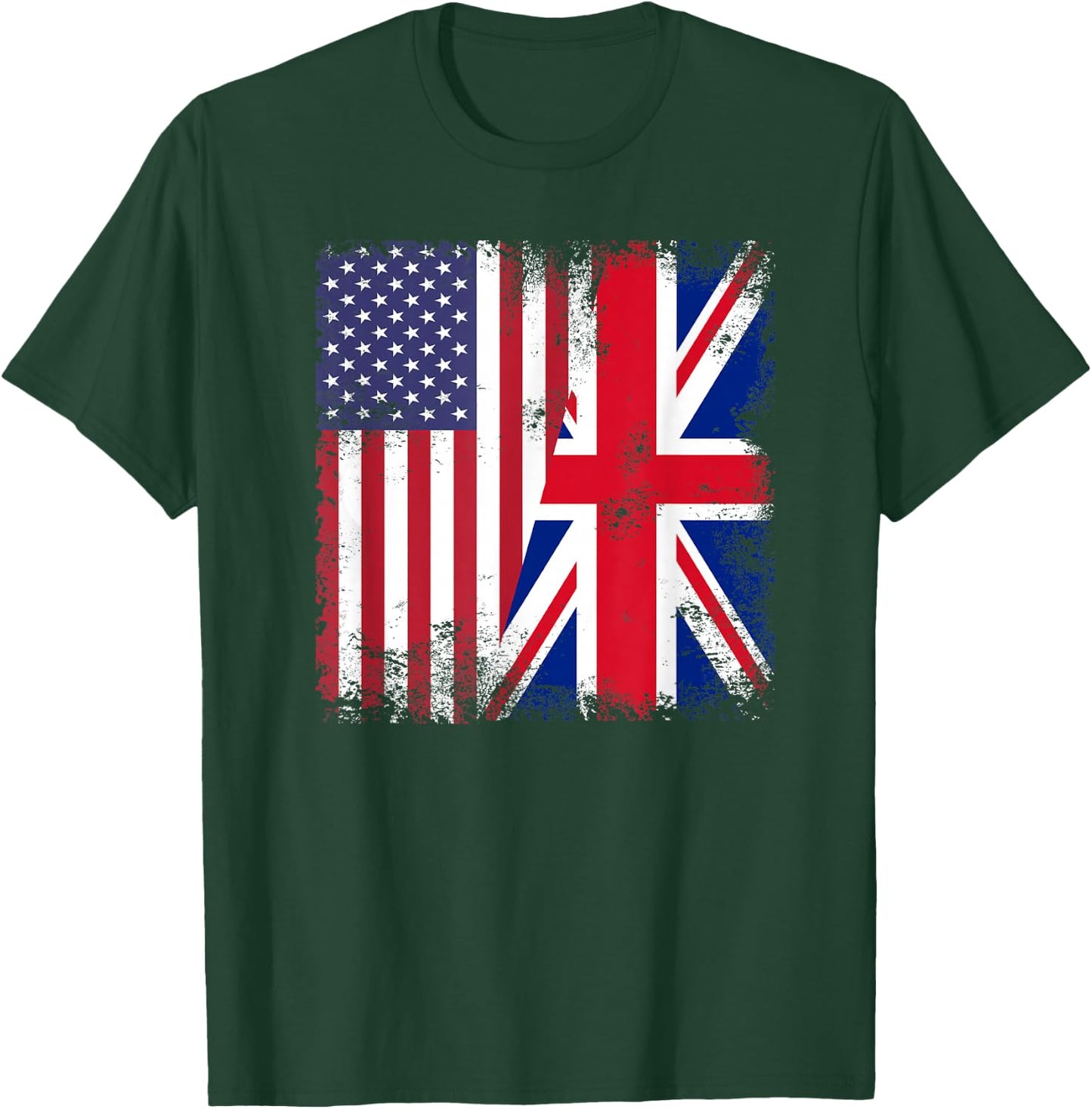 Half British UK Flag | Vintage United Kingdom USA Gift T-Shirt - T-Shirt | Forest