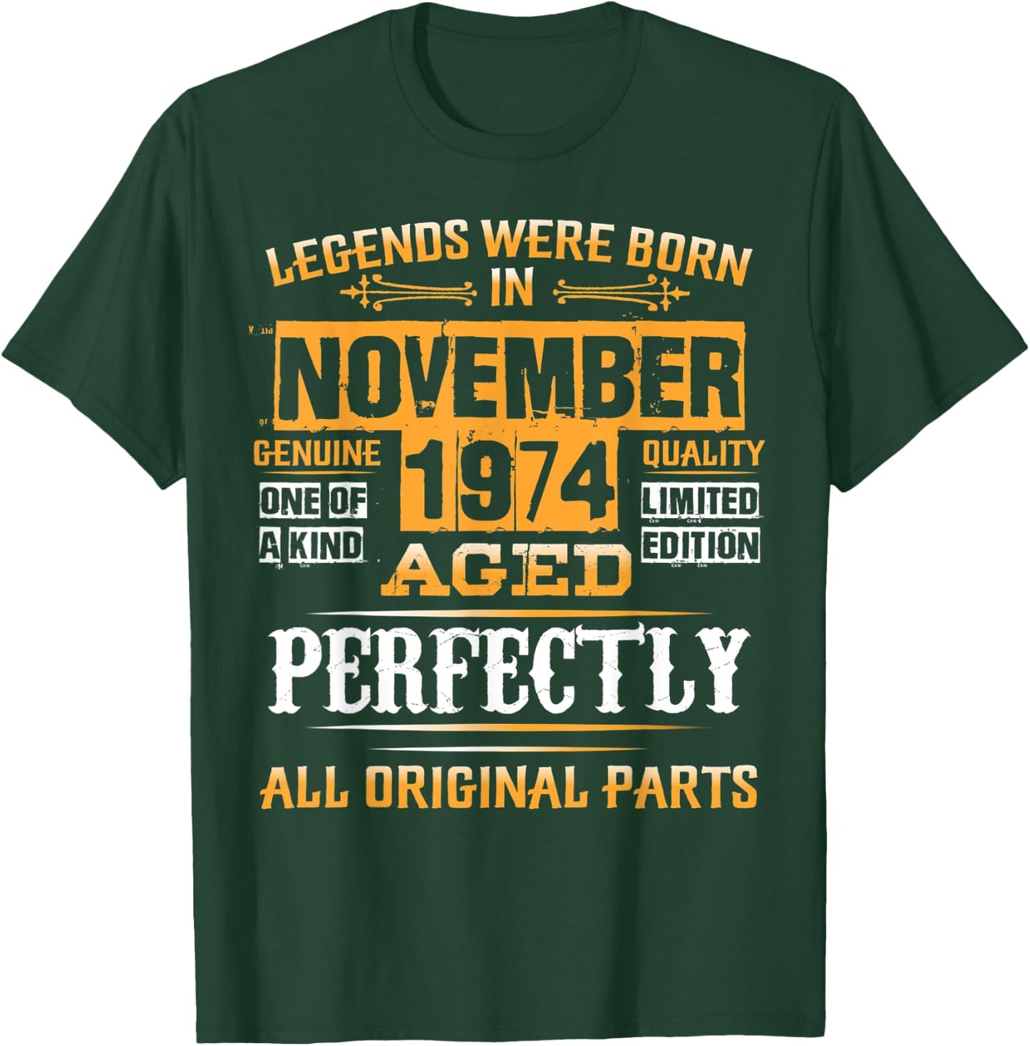 Vintage November Shirt 1974 Birthday Gift 45 Yrs Old D1 T-Shirt - T-Shirt | Forest