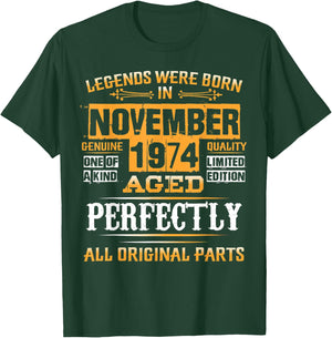 Vintage November Shirt 1974 Birthday Gift 45 Yrs Old D1 T-Shirt - T-Shirt | Forest