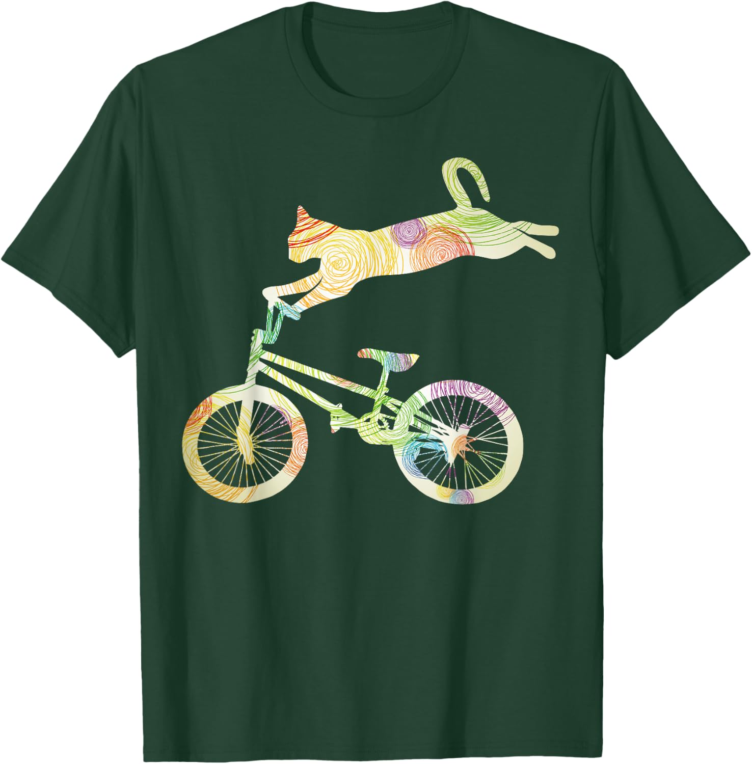 Cat Bike Cycling Bicycle - Your Gift Collection Women Girls Kids T-Shirt - T-Shirt | Forest