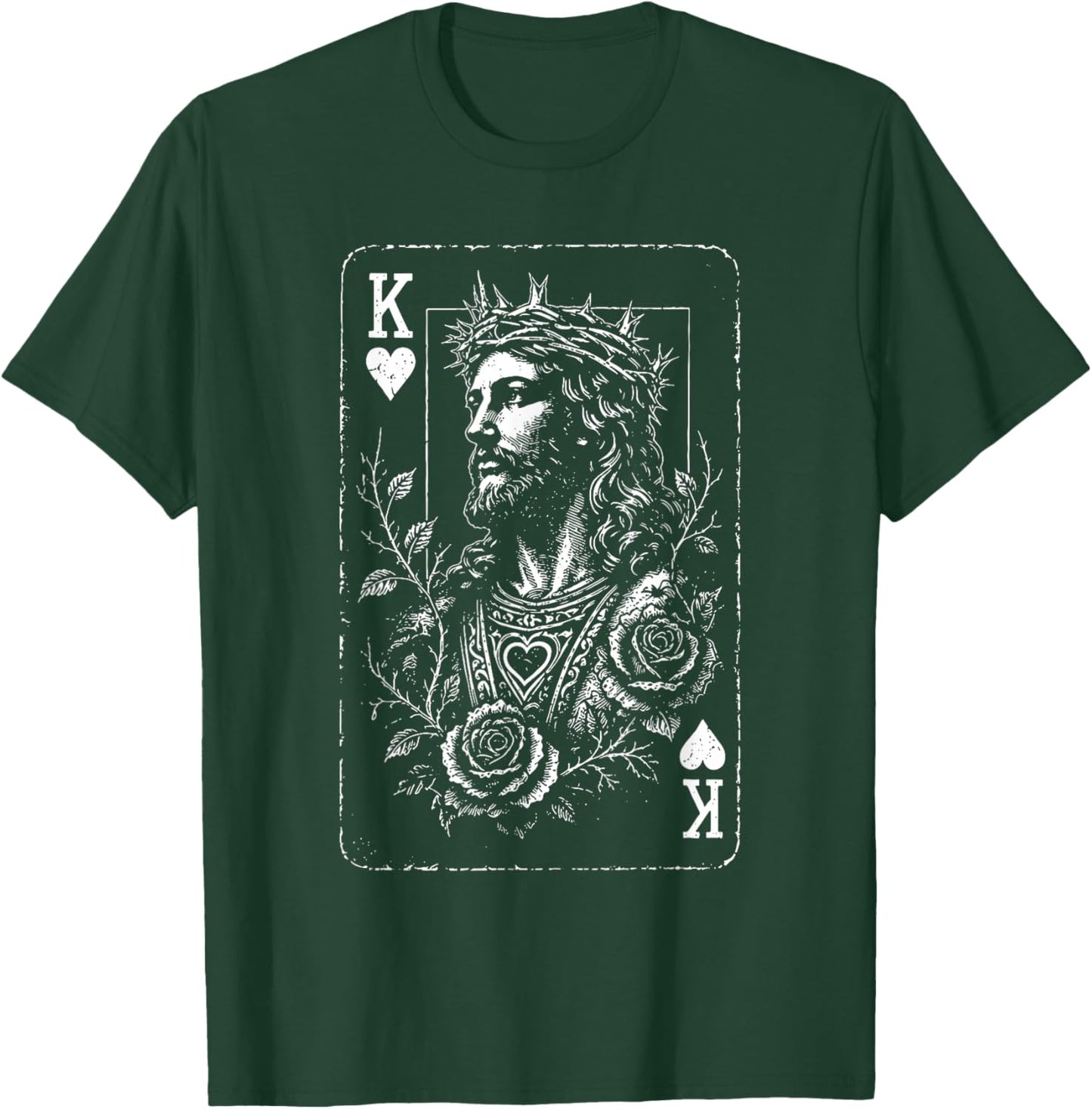 Vintage Jesus Christ King of Hearts Christian Playing Card T-Shirt - T-Shirt | Forest