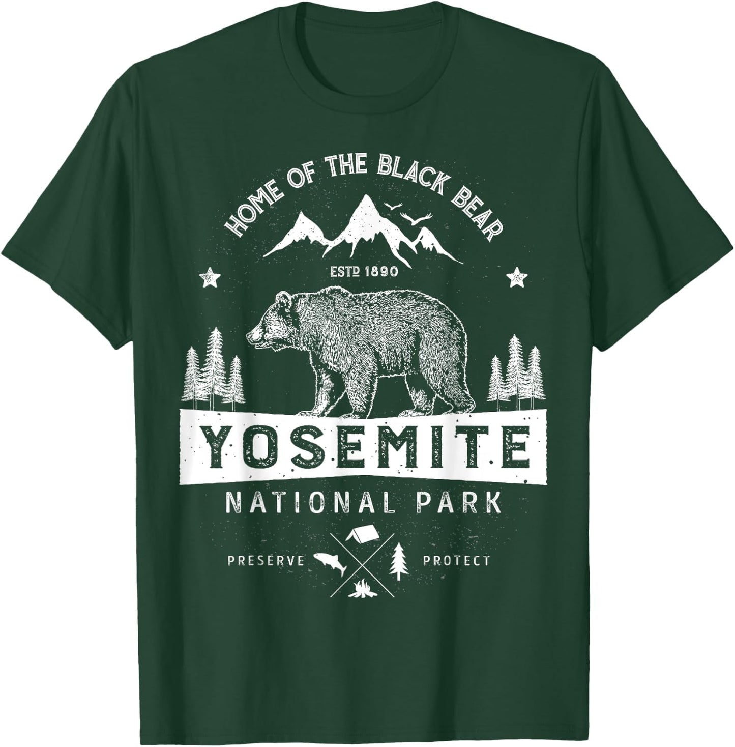 Yosemite National Park T shirt California Bear Vintage Gifts T-Shirt - T-Shirt | Forest