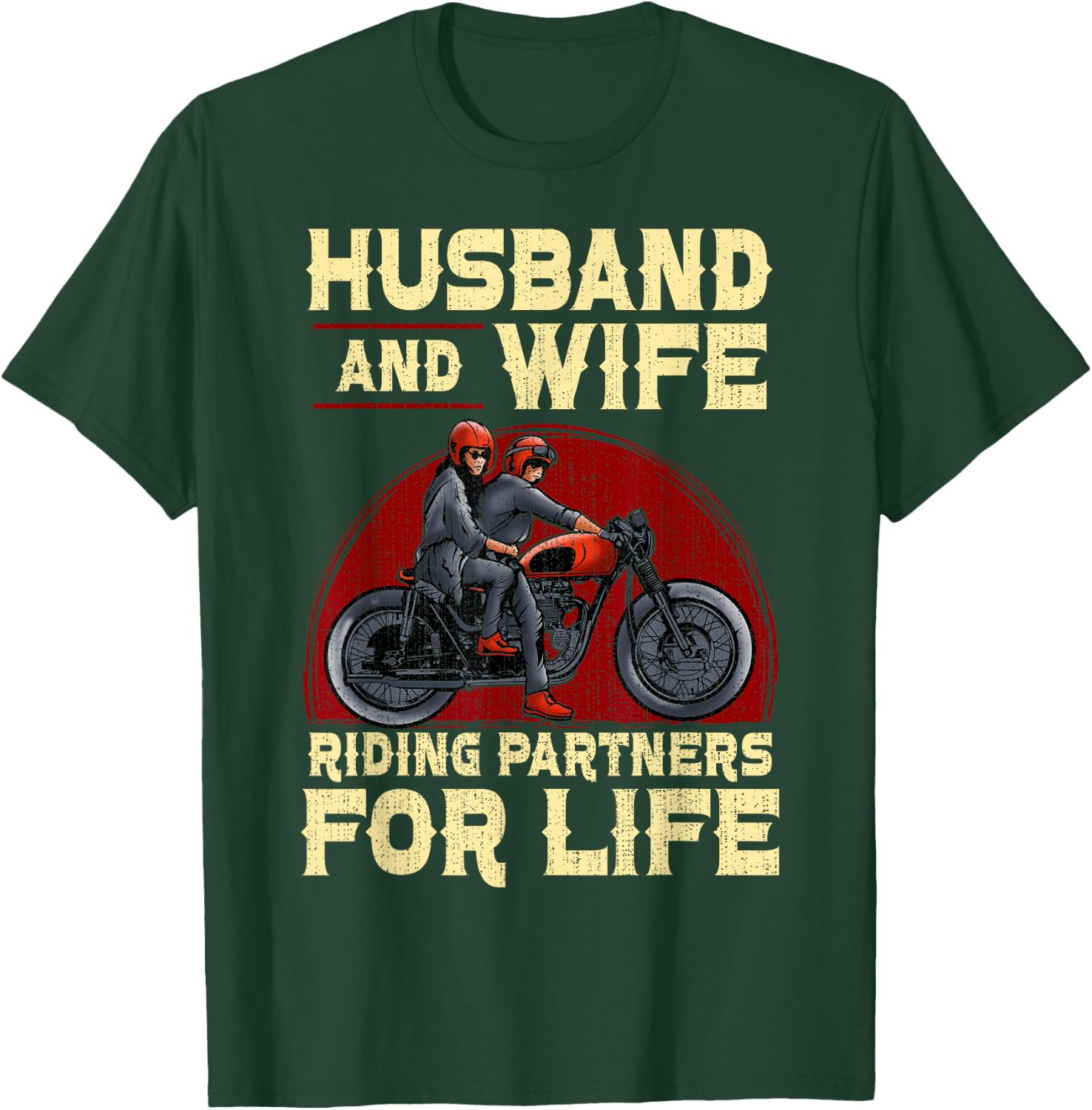 Biker Husband Wife Matching Couple Anniversary Motorcycle T-Shirt - T-Shirt | Forest