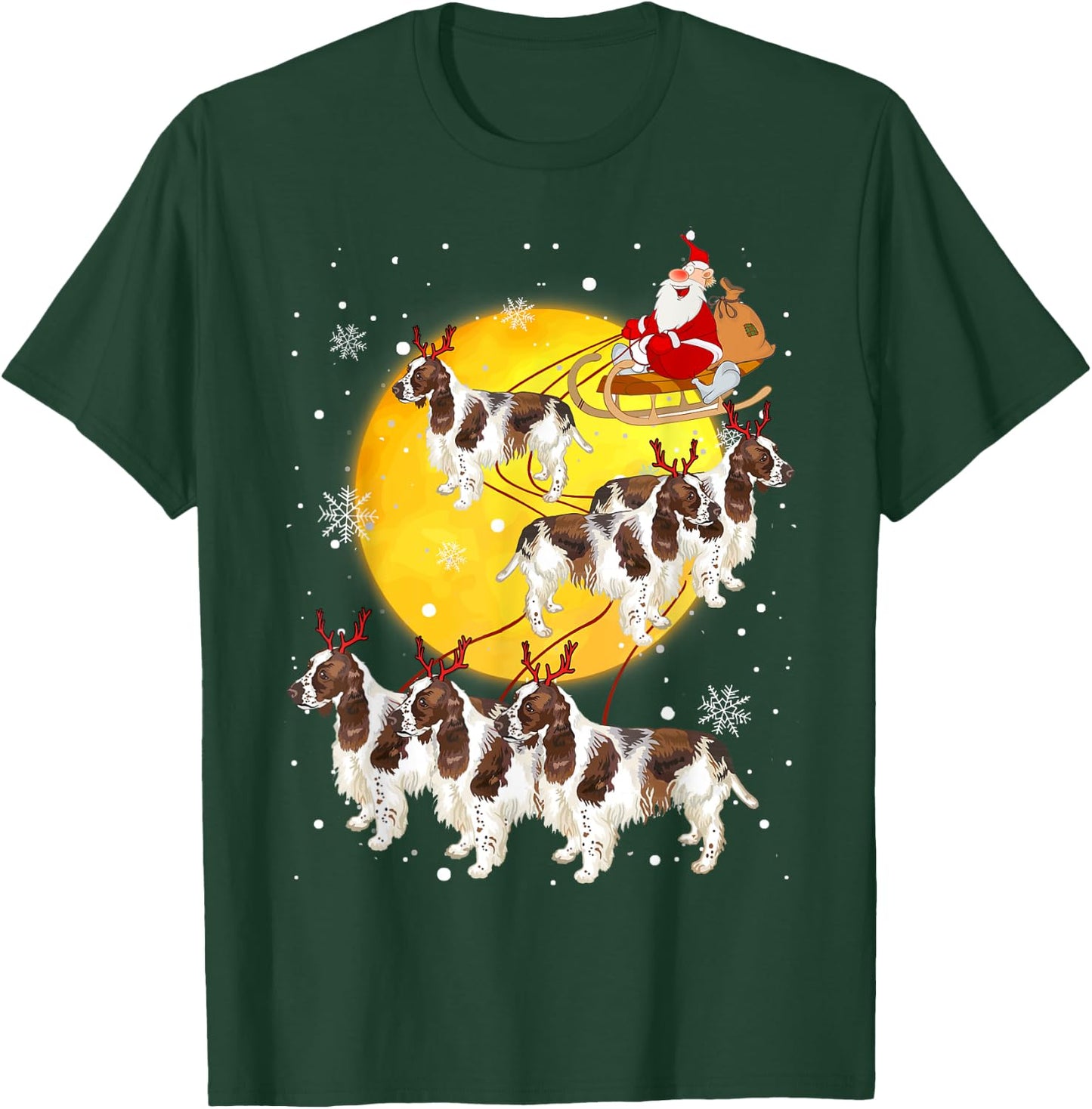 English Springer Spaniel Reindeer Christmas Dog Lover Gifts T-Shirt - T-Shirt | Forest