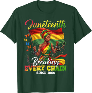 Juneteenth Freedom Breaking Every Chain Since 1865 Men Women T-Shirt - T-Shirt | Forest