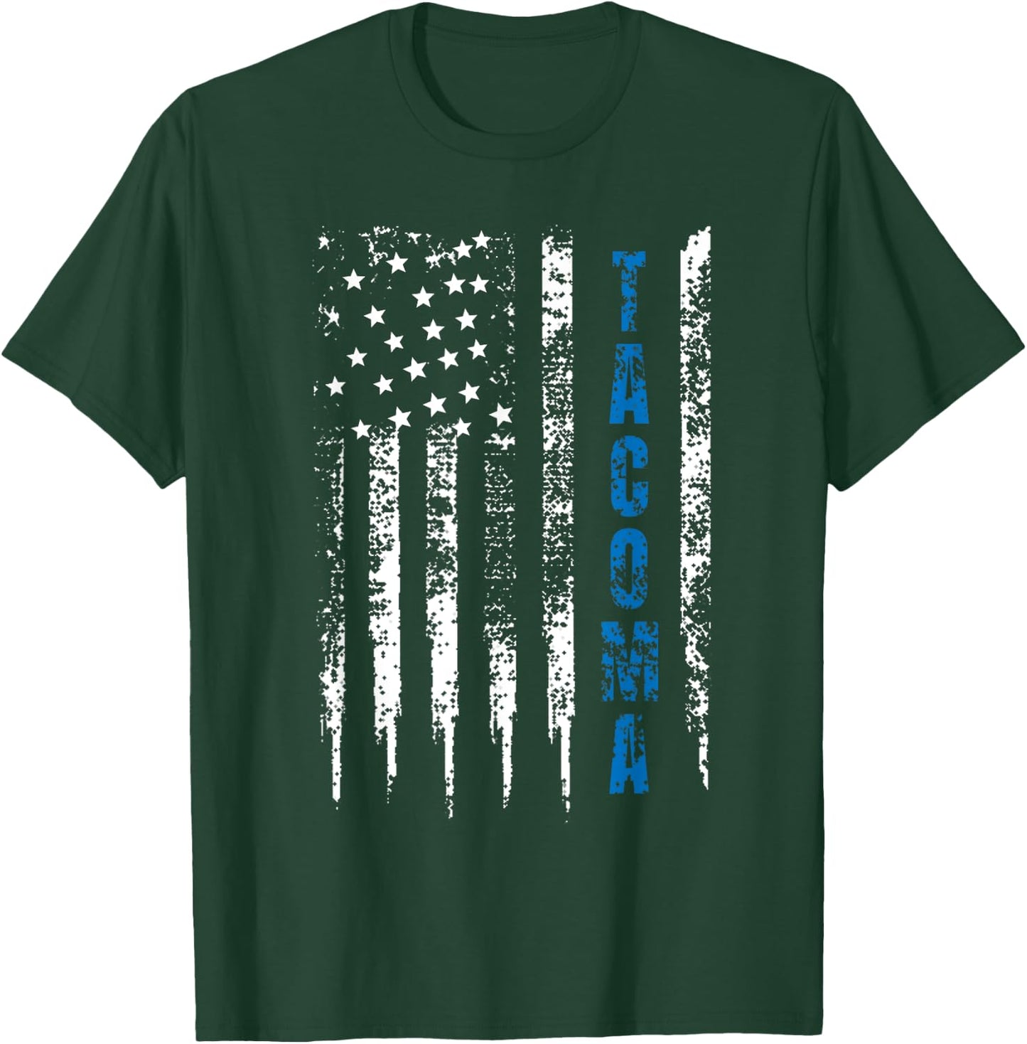Tacoma Blue Line Police Designs Co. Blue Line Tacoma Distressed National Police Week Adult Black T-Shirt - T-Shirt | Forest