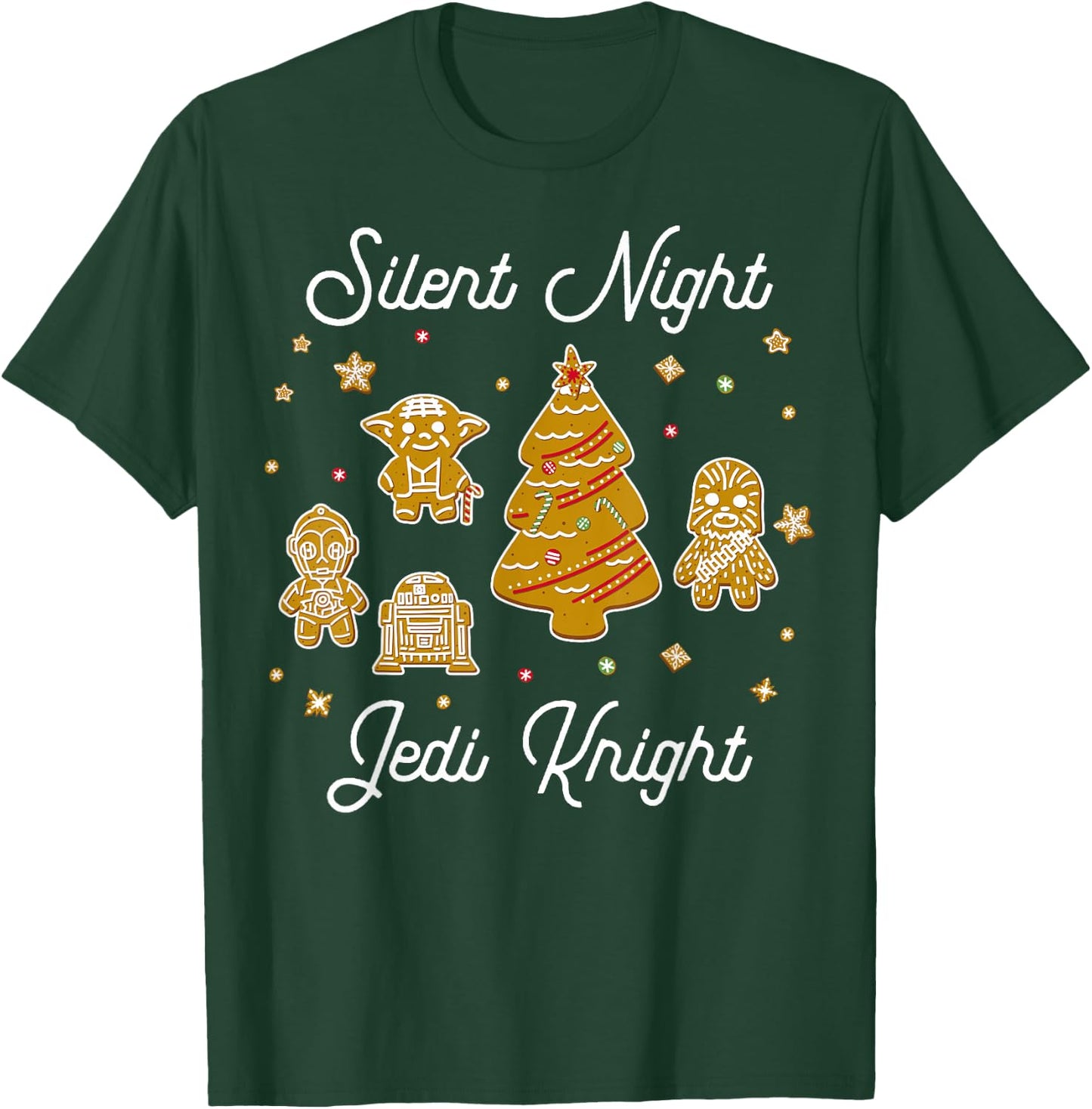 Star Wars Christmas Silent Night Jedi Knight Gingerbread T-Shirt - T-Shirt | Forest