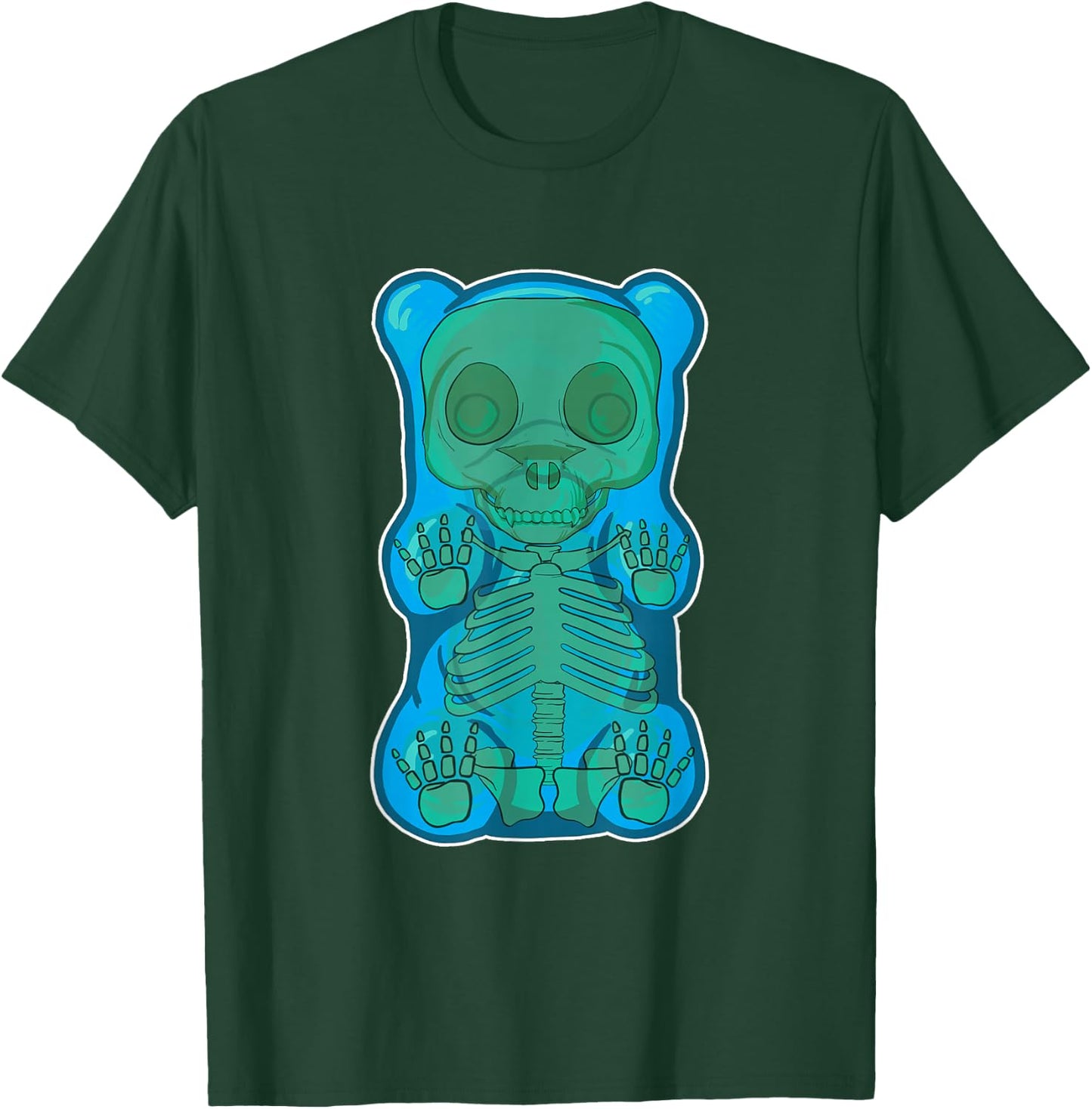 Classic Blue GUMMY BEAR Skeleton Anatomy halloween T-Shirt - T-Shirt | Forest