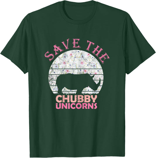 Funny Unicorn Gifts for Girls Women Save The Chubby Unicorns T-Shirt - T-Shirt | Forest
