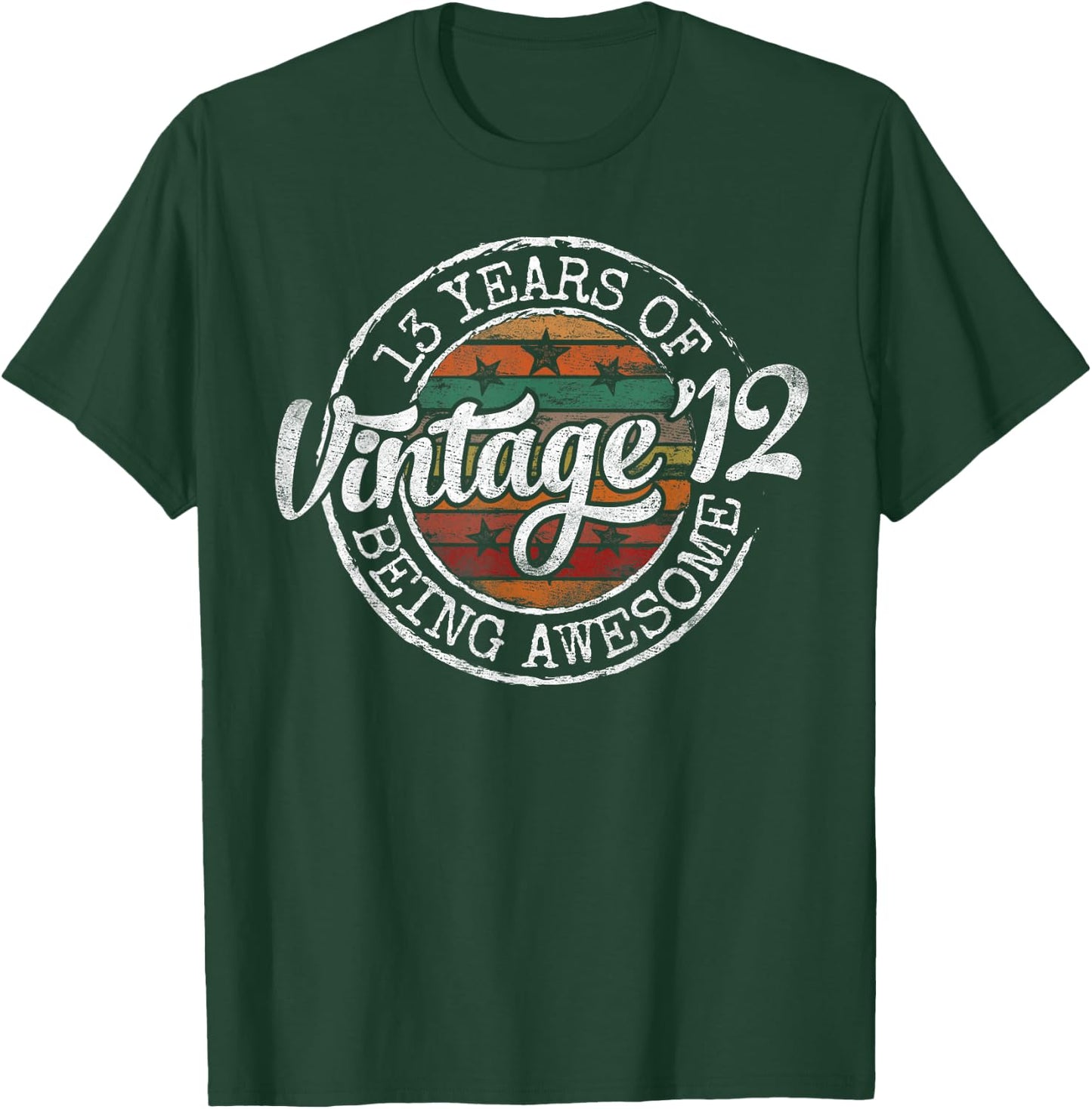 Vintage 2012 Bday Stamp 13th Birthday Gifts 13 Year Old T-Shirt - T-Shirt | Forest