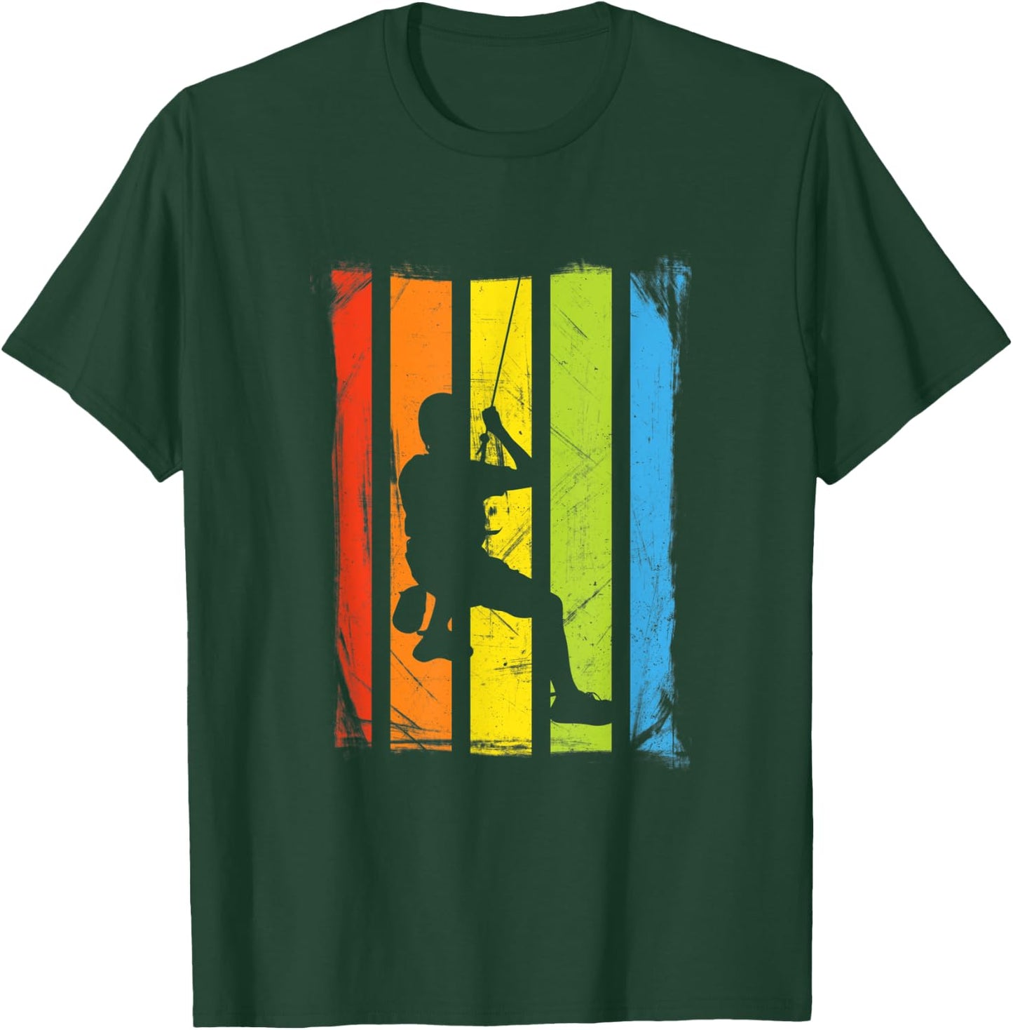 Rock Climbing | Rainbow Distressed Design T-Shirt - T-Shirt | Forest