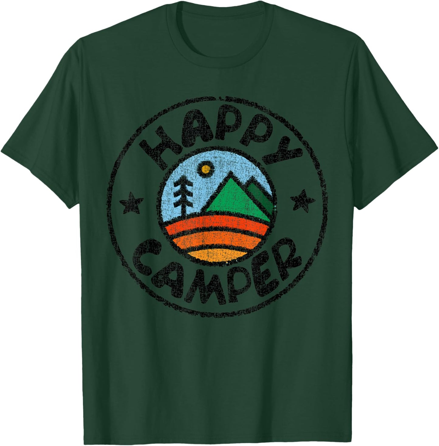 Funny Camper Happy Camping Lover Camp Vacation Shirt T-Shirt - T-Shirt | Forest