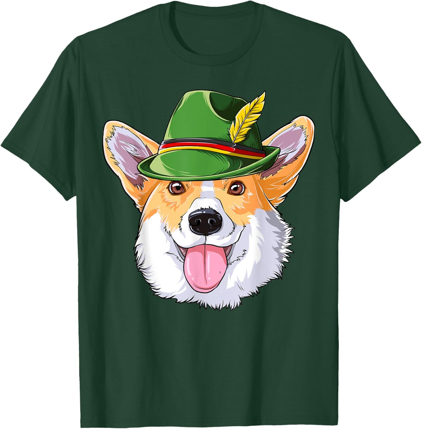 Corgi Oktoberfest Gifts Kids Boys Men Leather Trousers Alpine Hat T-Shirt - T-Shirt | Forest