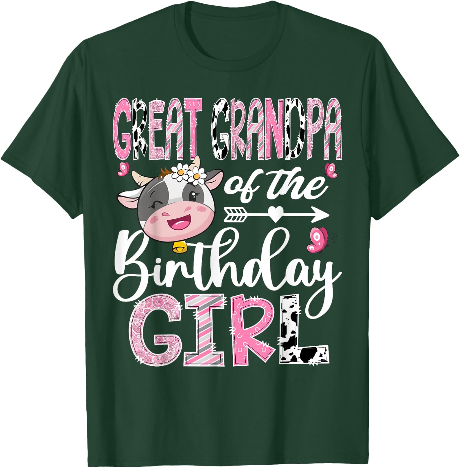 Great Grandpa Of The Birthday Girl Farm Cow 1St Birthday T-Shirt - T-Shirt | Forest
