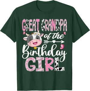 Great Grandpa Of The Birthday Girl Farm Cow 1St Birthday T-Shirt - T-Shirt | Forest