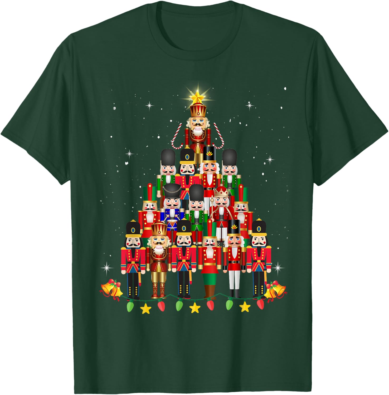 Loudest Nutcracker Group Matching Family Holiday Funny Nutcracker Christmas Tree 2024 Black Small T-Shirt - T-Shirt | Forest