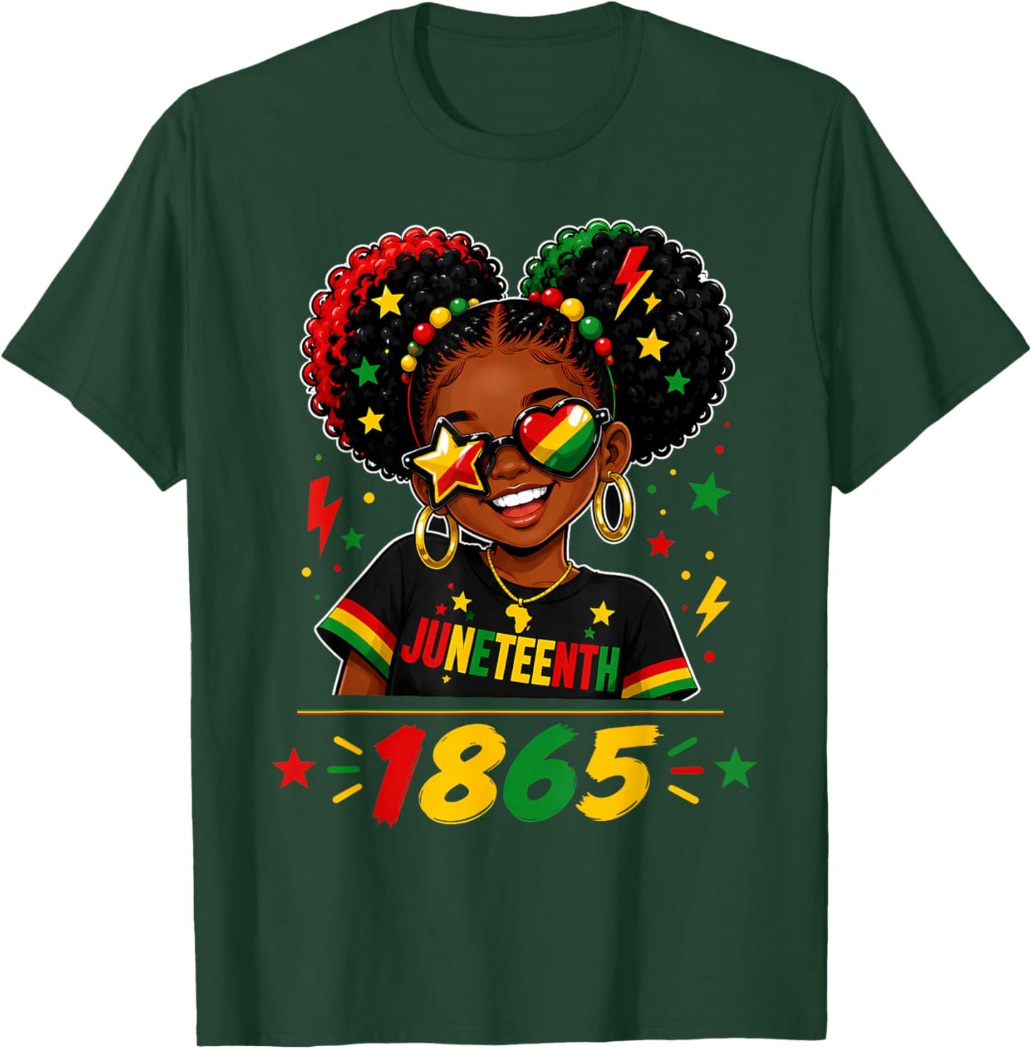 Juneteenth Shirts Girls June 19th 1865 African American Girl T-Shirt - T-Shirt | Forest