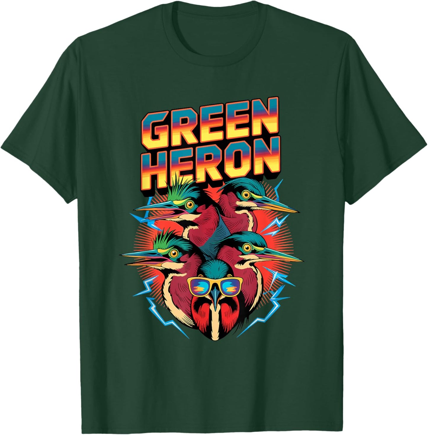 90s Vintage Green Heron T-Shirt - T-Shirt | Forest