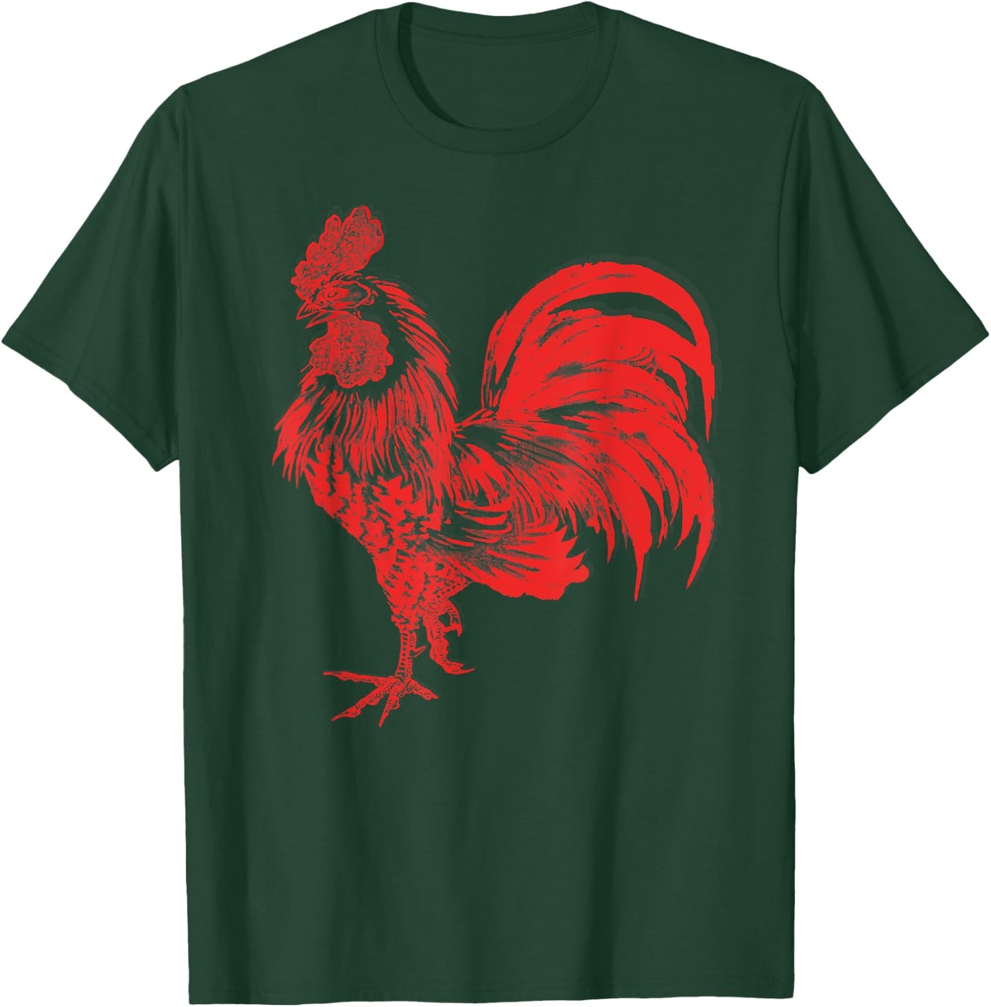 Men's Red Rooster Shirt Cocky Vintage Rooster T-Shirt - T-Shirt | Forest
