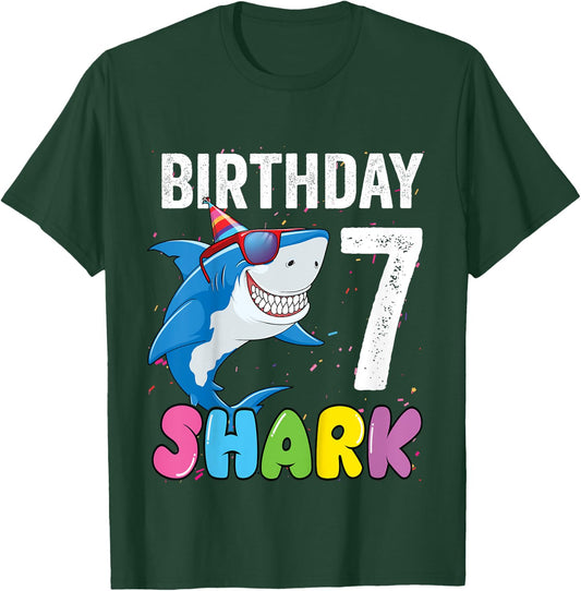 7th Birthday Shark Shirt JawSome Seven Year Old Kids T-Shirt - T-Shirt | Forest