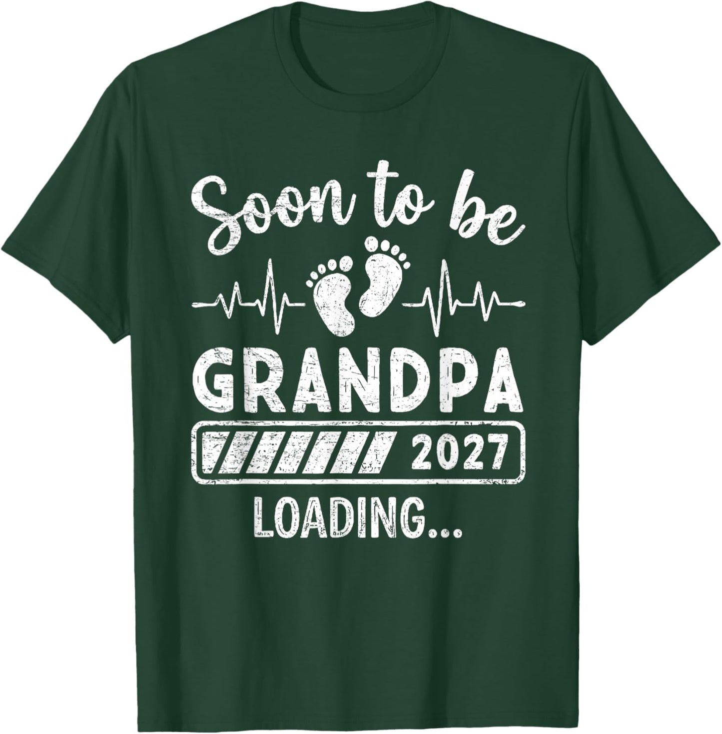 Retro Soon to Be Grandpa 2027 Loading Pregnancy Announcement T-Shirt - T-Shirt | Forest