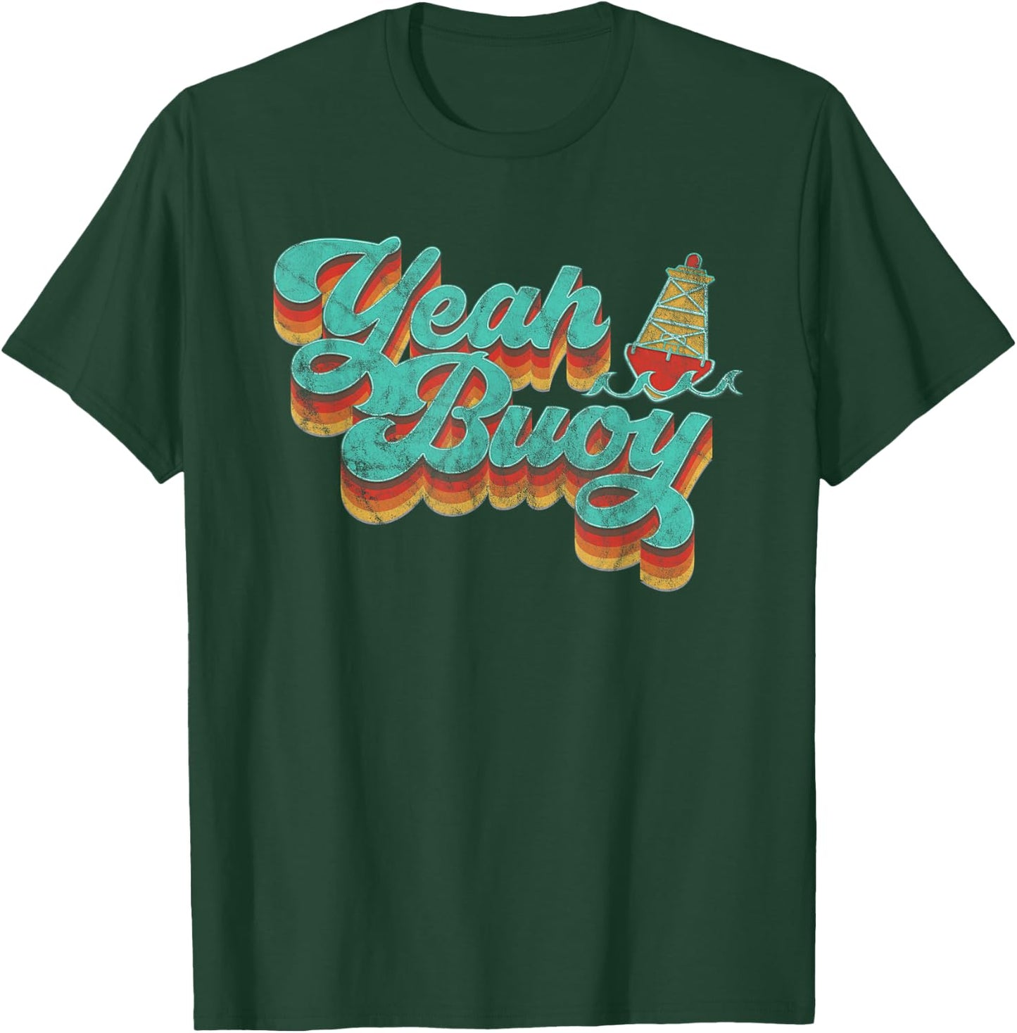 Yeah Buoy Vintage Retro 70s Summer Ocean Boating Graphic Men Women Kids T-Shirt - T-Shirt | Forest