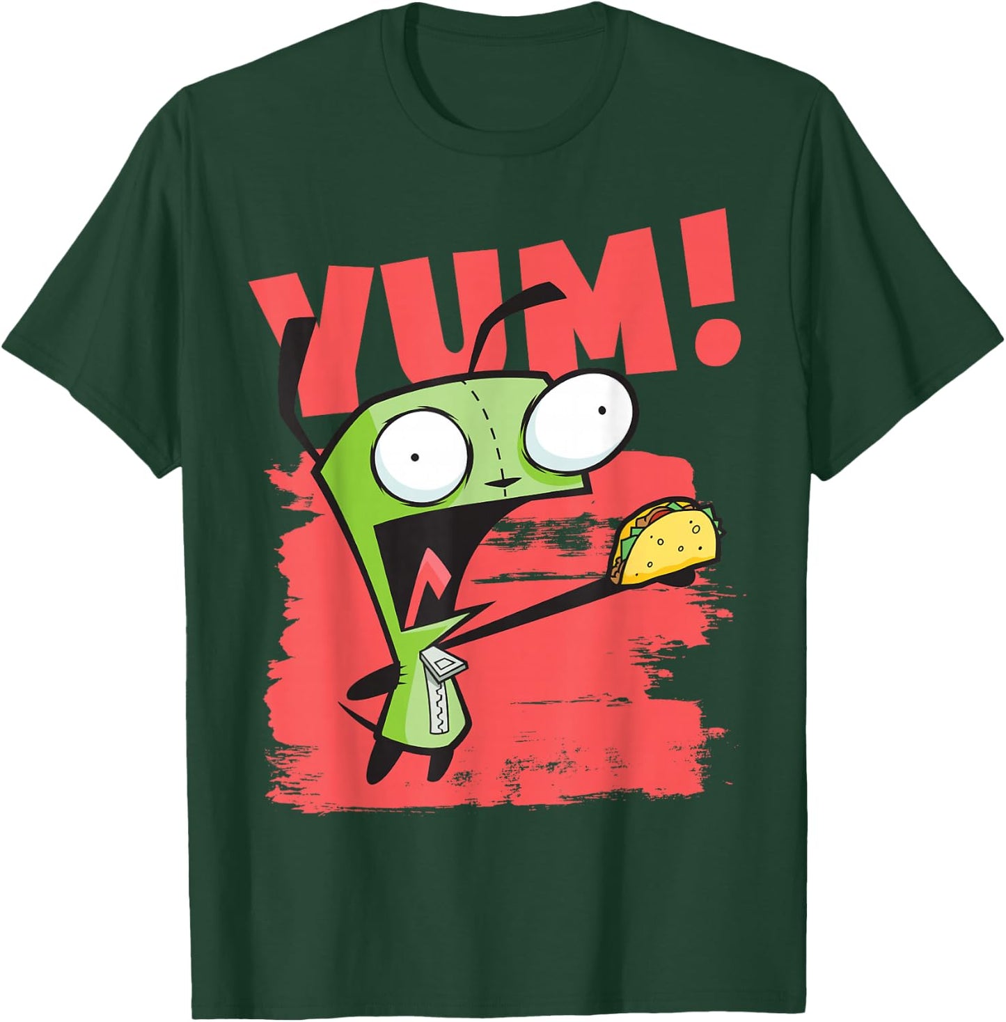 Invader Zim Gir Screaming Yum! Taco Portrait Small T-Shirt - T-Shirt | Forest